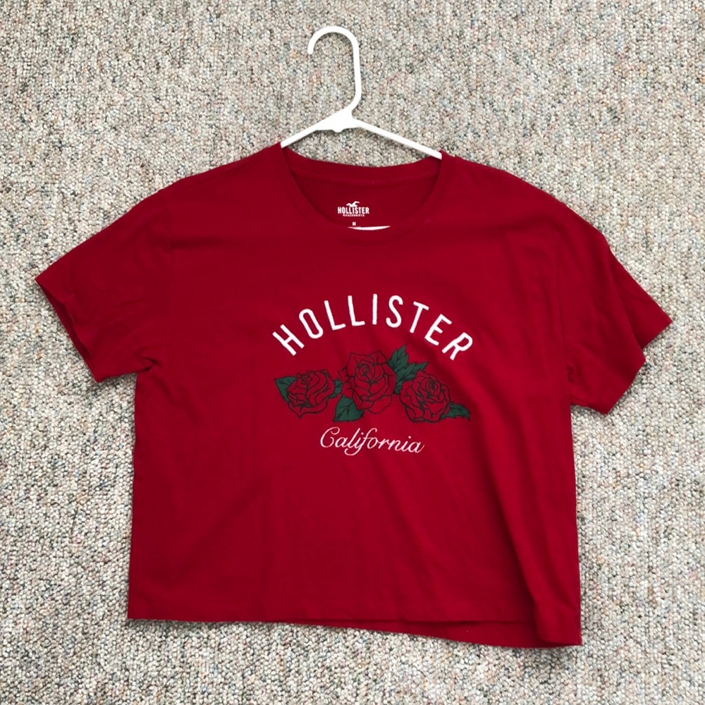 A red cropped t-shirt